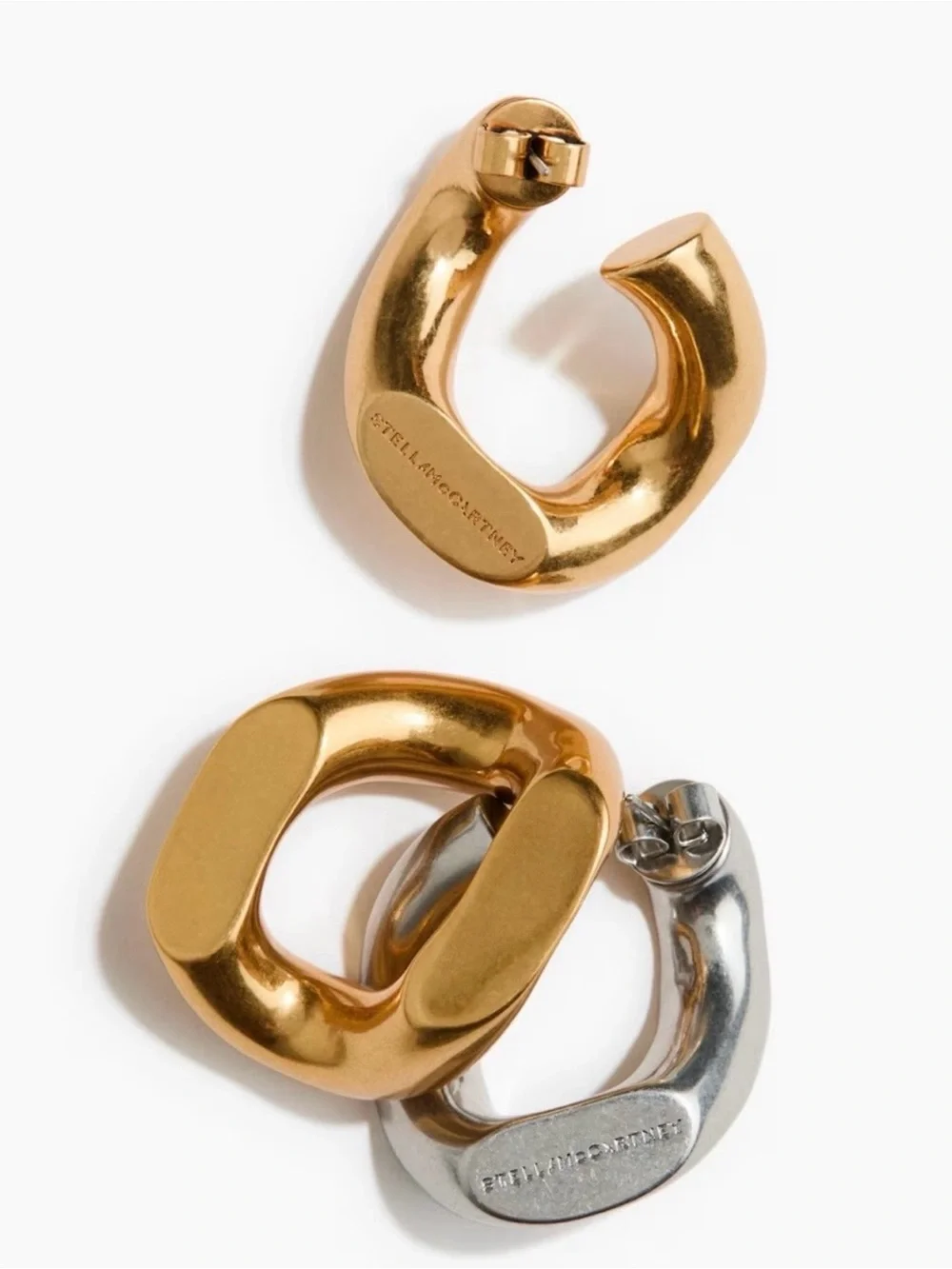 Stella McCartney x H&M Two-Tone Metal Chunky Hoop Earrings - Gold & Silver - Picture 3 of 5